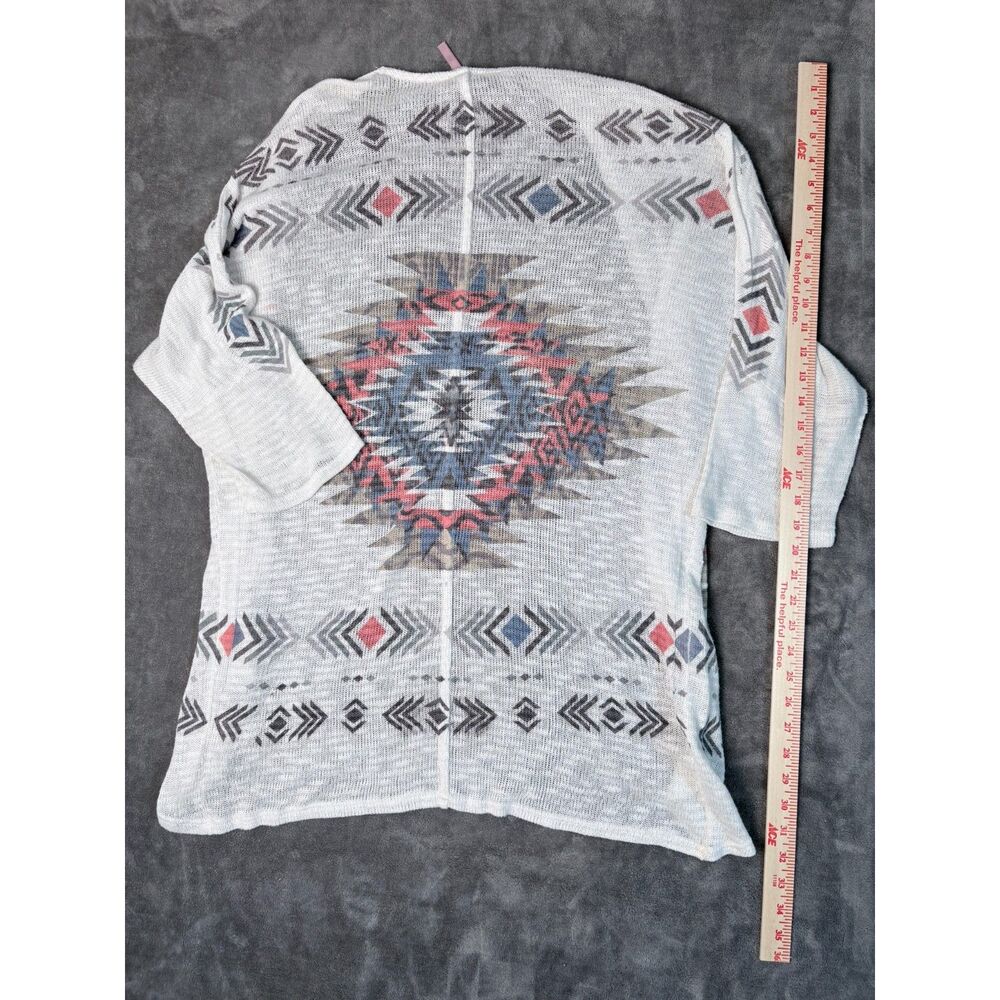Mauve Aztec Print Open Front Lightweight Sweater … - image 5